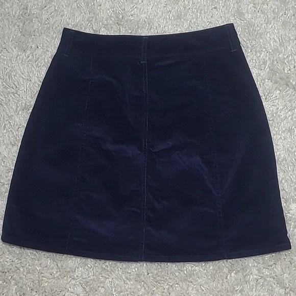 Navy Corduroy Button Front A-Line Mini Skirt Small NWOT - Picture 7 of 11